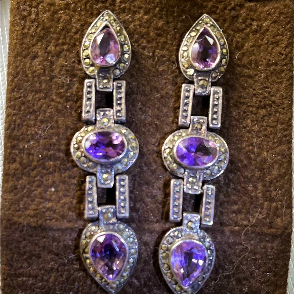 Sterling Marcasite Deco Earrings